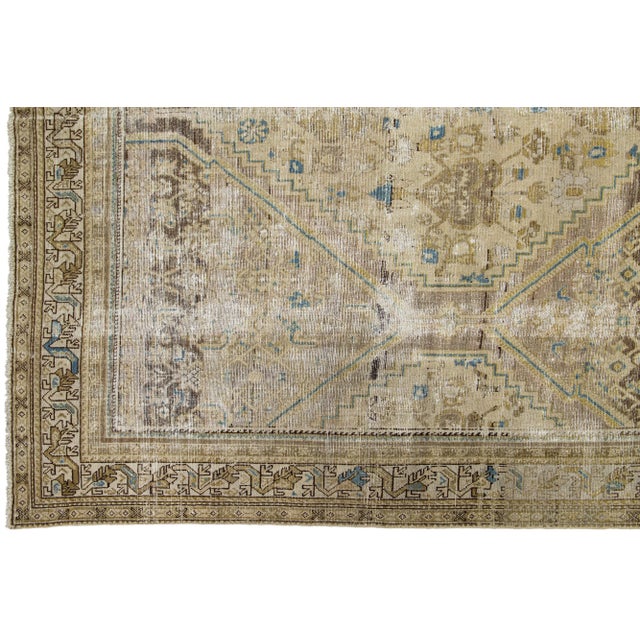 Beige Antique Persian Malayer Wool Rug Tribal Motif From the 1900s For Sale In New York - Image 6 of 9