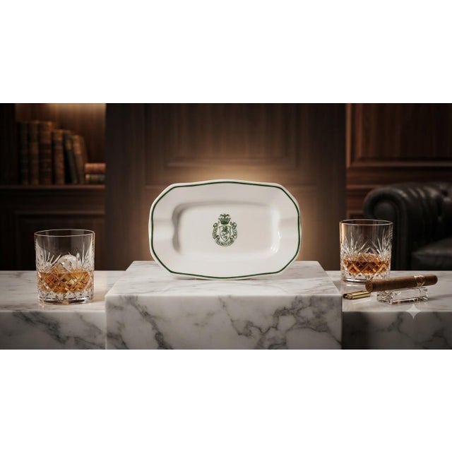 1950s Vintage Hotel Ritz Barcelona Ashtray — Green Crest Porcelain Hotelware, European Luxury Collectible to Remember a Special Trip! See Pics! For Sale - Image 5 of 8