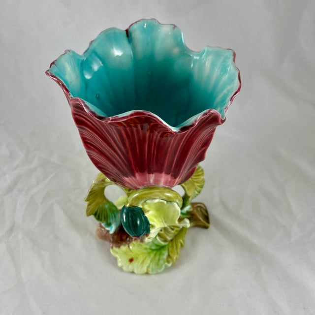 Orchies 19th Century French Orchies Majolica Glazed Floral Form Vase For Sale - Image 4 of 13