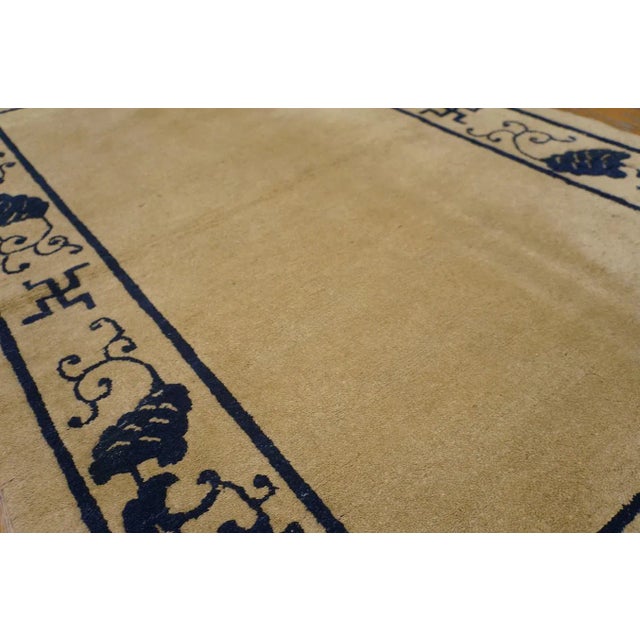 Textile 1920s Small Beige Open Field Swastika Antique Chinese Peking Rug For Sale - Image 7 of 12