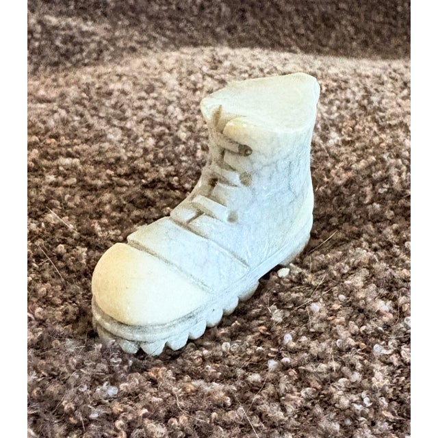 Miniature Hand Carved Marble/Alabster Man’s Work Boot, 1.25” H For Sale - Image 6 of 8