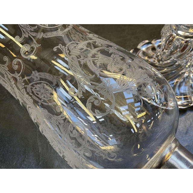 Crystal Candleholder with Engraved Foliage Decoration from Baccarat For Sale - Image 6 of 16