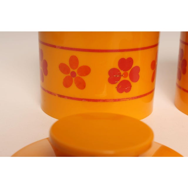 Vintage French Orange Melamine Ten Piece Canister / Spice Set by Sitap For Sale - Image 12 of 18