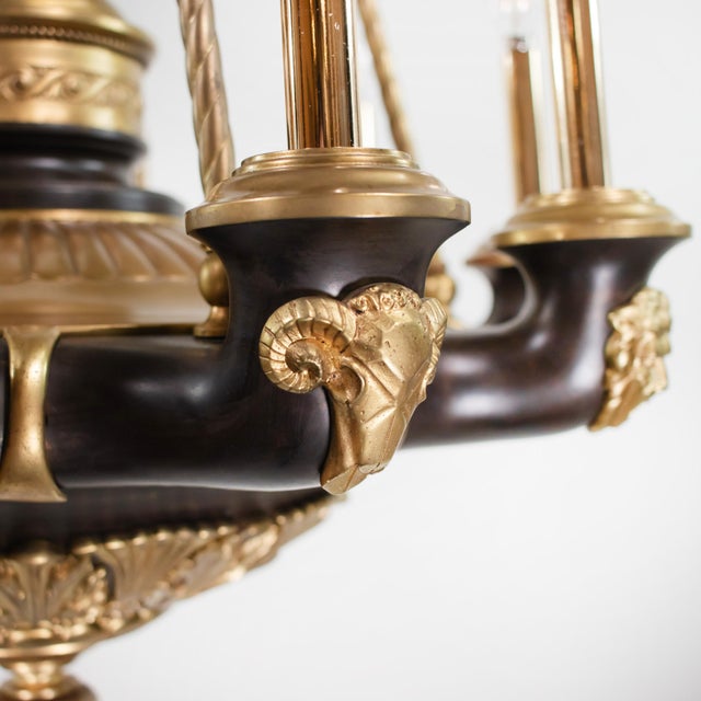 Black Early 20th C. French Louis-Philippe Revival Gilt and Patinated Bronze Chandelier For Sale - Image 8 of 18