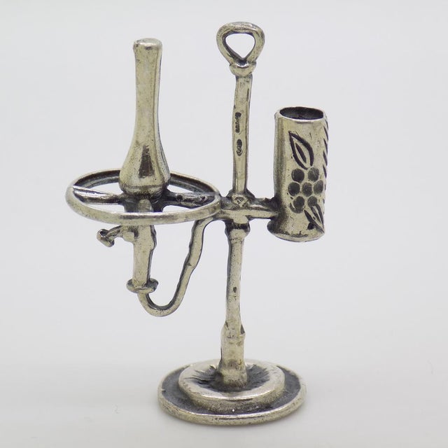 1970s Vintage Italian Handmade Silver Oil Lamp Figurine, 1970s For Sale - Image 5 of 10