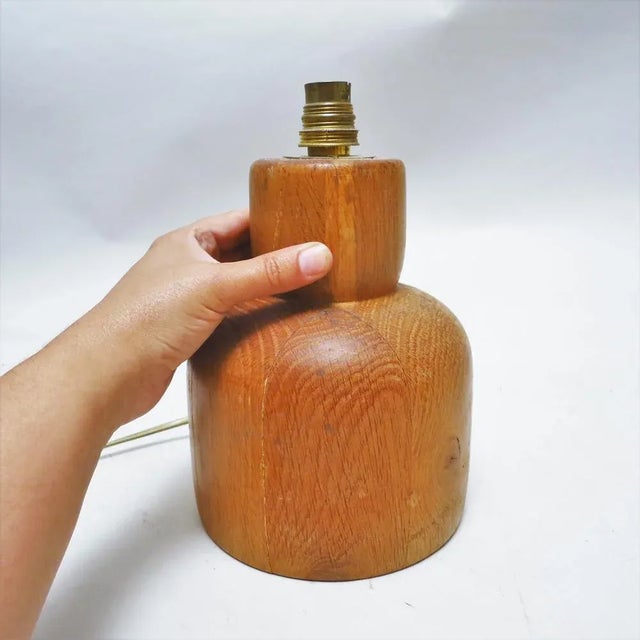 1970s Vintage Elm Wood Lamp, 1970s For Sale - Image 5 of 6