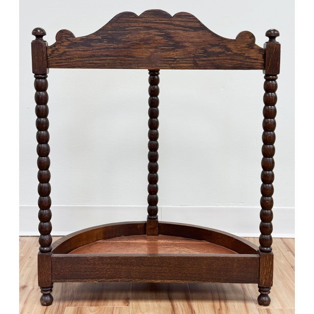 Early 20th Century Antique English Edwardian Carved Wood Umbrella Stand For Sale - Image 5 of 8