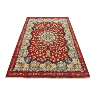 Kashan Rug 9’11” X 13′ Red Wool Vintage Traditional Hand-Knotted Carpet For Sale