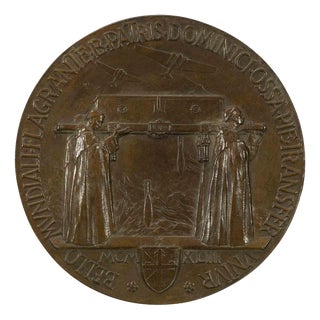 Bronze Commemorative Medal of Saint Dominic Relics Transfer, Italy, 1943 For Sale