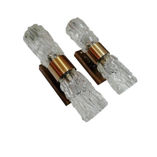 Mid-Century Modern Sconces in Faceted Glass, 1950s, Set of 2 For Sale - Image 3 of 7