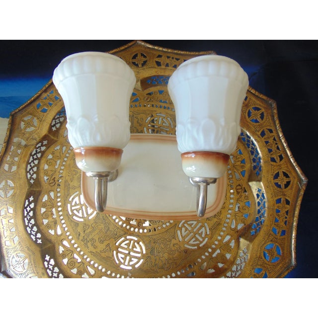 Brown Vintage Mirostowice Ceramic Double Wall Lamp, 1960s For Sale - Image 8 of 8