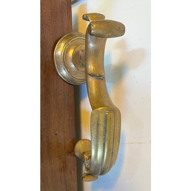 Large antique 19th century Georgian style heavy cast brass doctor's door knocker. Measures 9" tall and extends 4 1/4" out...