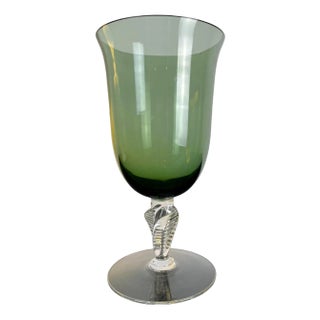 Vintage French Pedestal Glass Jar in Green, France, 1970s For Sale