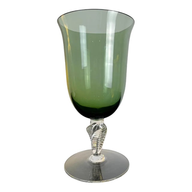 Vintage French Pedestal Glass Jar in Green, France, 1970s For Sale