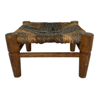 Antique Woven Rush Stool For Sale