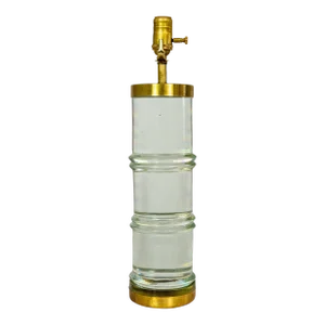 Mid 20th Century Banded Cylindrical Murano Magnifying Solid Glass Lamp