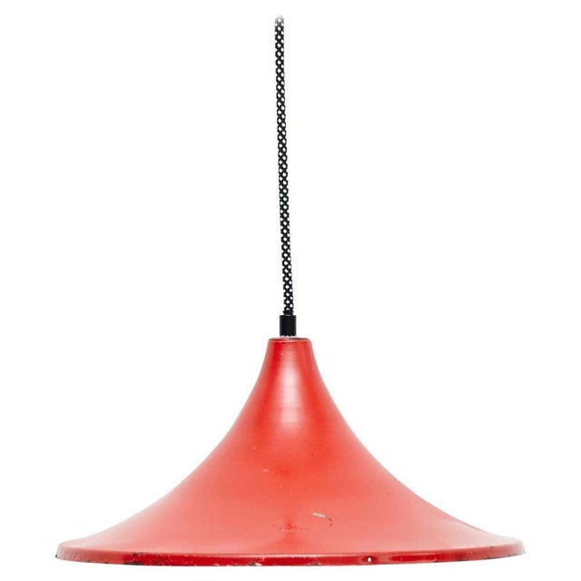 Red Early 20th Century Red Metal Ceiling Lamp For Sale - Image 8 of 8