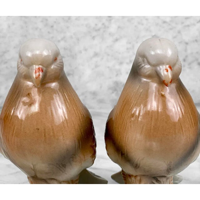 Ceramic Vintage Traditional Porcelain Homing Pigeon Bird Sculpture - a Pair For Sale - Image 7 of 8