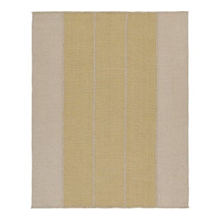 Rug & Kilim’s Contemporary Kilim in Beige and Gold Stripes For Sale