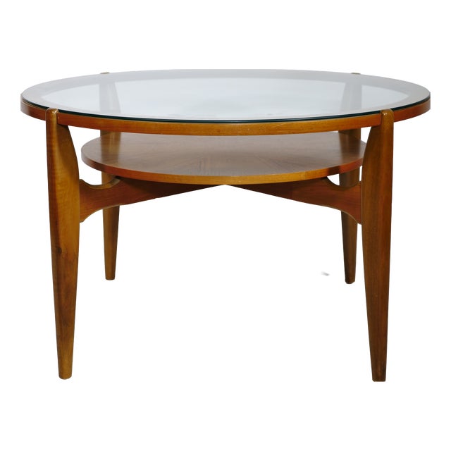 Mid-Century Coffee Table in Walnut and Glass by Wilhelm Renz, 1960s For Sale