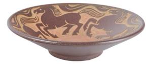 Large Stoneware Bowl with Horses Ornament by Michael Andersen, Bornholm, 1970s