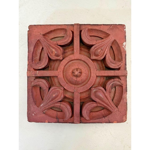 Late 19th Century Victorian English Architectural Terracotta Molded Ornamental Building Brick For Sale