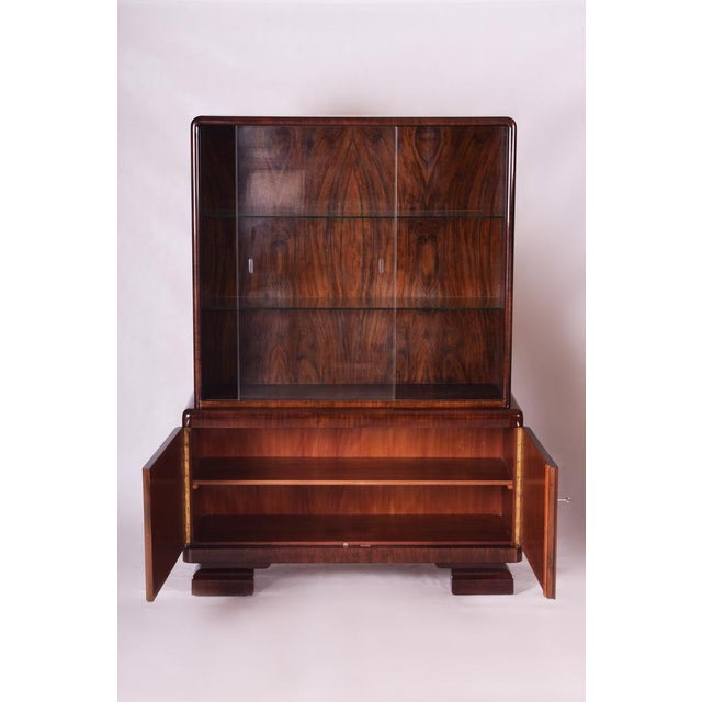 Glass Art Deco Display Cabinet in Walnut, 1930s For Sale - Image 7 of 14