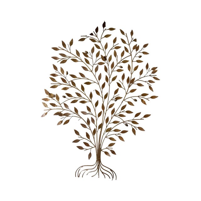 Vintage Architectural Tree on a Gold Metal Plaque