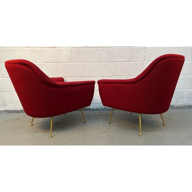 Burgundy Pair of Mid-Century Style Burgundy Lounge Chairs For Sale - Image 8 of 12