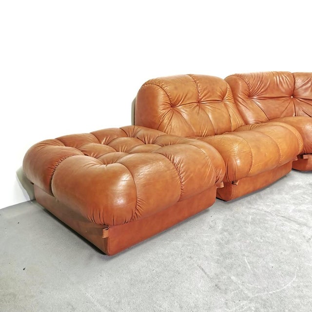 Modular Sofa in Leather, 1970s, Set of 5 For Sale - Image 6 of 17