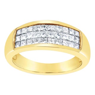 One Carat Triple Row Princess Diamond Wedding Band, Size 4.5 For Sale