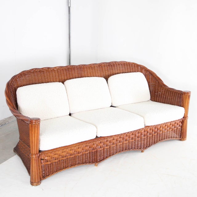Rattan Living Room Set, 1970s, Set of 3 For Sale - Image 16 of 18
