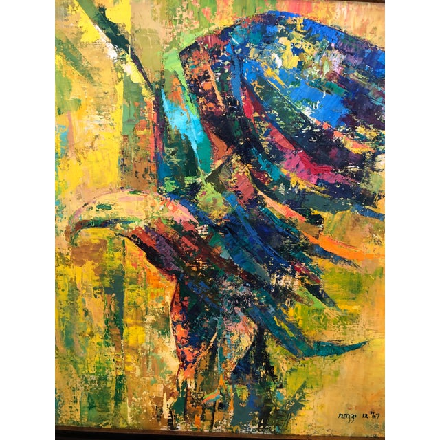 Beautifully rendered colorful painting of an eagle with strong palette knife strokes and texture.
