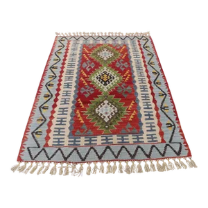1960s Tribal Red Hand Knotted Kilim Rug