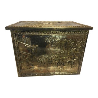 Repousse English Brass Fireplace Box Anne Hathaway's Cottage For Sale