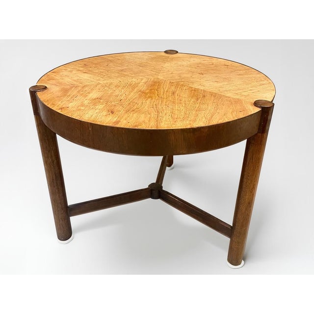 Wood Mid-Century Modern Round Walnut Drum Table in the style of Dunbar, 1950 For Sale - Image 7 of 10