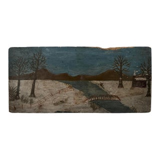 1930s Folk Art Painting on Board For Sale