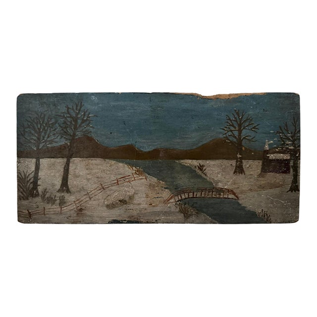 1930s Folk Art Painting on Board For Sale