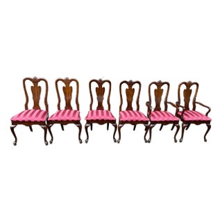 1990s Vintage American Drew Queen Anne Dining Chairs- Set of 6 For Sale