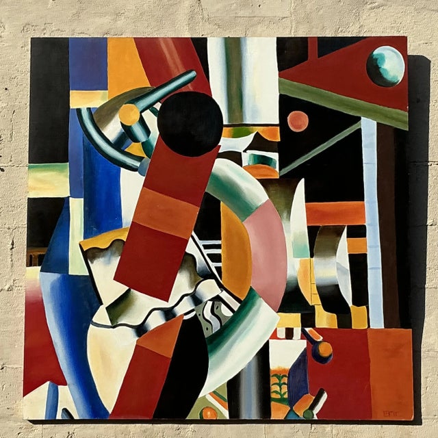 Discover the charm of this vintage Boho original oil painting on board, beautifully crafted in the style of Legere....