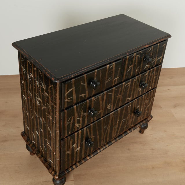 Antique English Chest of Drawers With Painted Bamboo Designs For Sale In West Palm - Image 6 of 16
