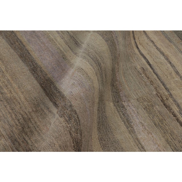 Textile Rug & Kilim’s Modern Textural Rug, Tone-on-Tone Beige and Light Blue Striae For Sale - Image 7 of 8