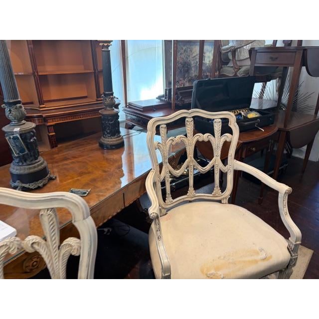 1900 - 1909 Pair of Hand Painted French Style Armchairs For Sale - Image 5 of 7