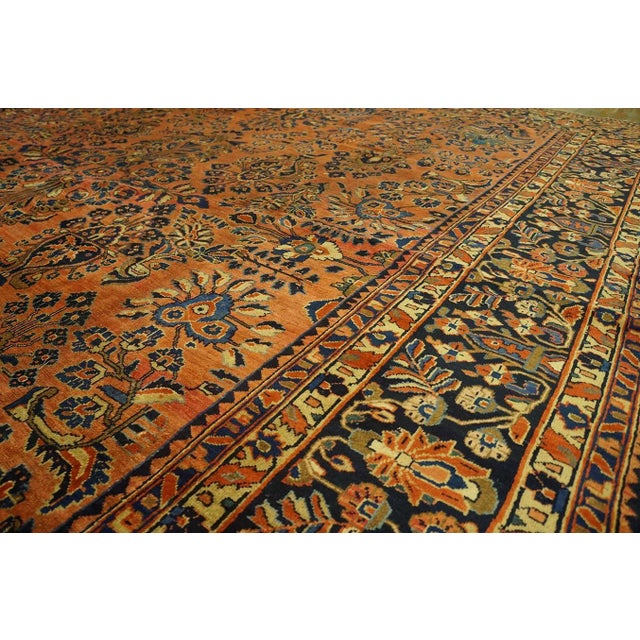 Raspberry Pink 1920s Raspberry Pink Classic Medallion Antique Persian Sarouk Carpet 9' 6" X 12' Knotted Wool Rug For Sale - Image 8 of 9