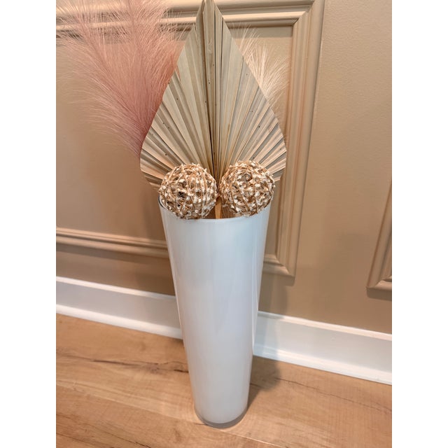 Glass Tall Modern Frosted White Art Glass Vase – Handmade in Poland For Sale - Image 7 of 7
