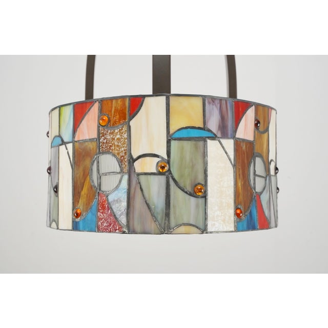 Allen + Roth Drakeston Mission Stained Glass Drum Pendant Light For Sale In New York - Image 6 of 12