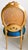1940s 1940s French Louis XVI Style Fauteuil Chair Giltwood Frame Cane Oval Back Blue Fabric For Sale - Image 5 of 15