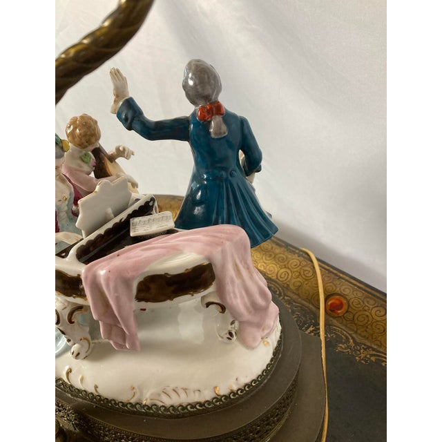 Vintage Musical Continental Porcelain Figurine Group Lamp Dresden Style For Sale - Image 15 of 17