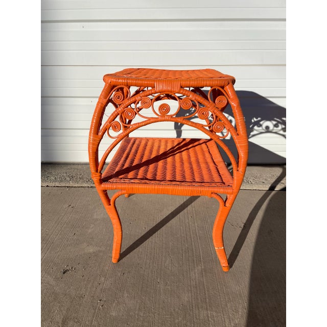 Mid 20th Century Vintage Painted Wicker Rattan Table For Sale - Image 6 of 13