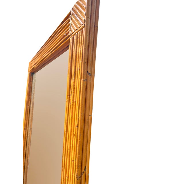 1970s Large Vintage Rattan Wicker Wrapped Wall Mirror in Pencil Reed Gabrielle Crespi Styles For Sale - Image 5 of 6